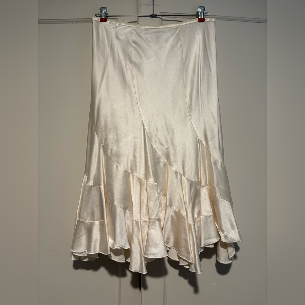 Margaret O'Leary Silk Cream Midi Skirt - Picture 2 of 4